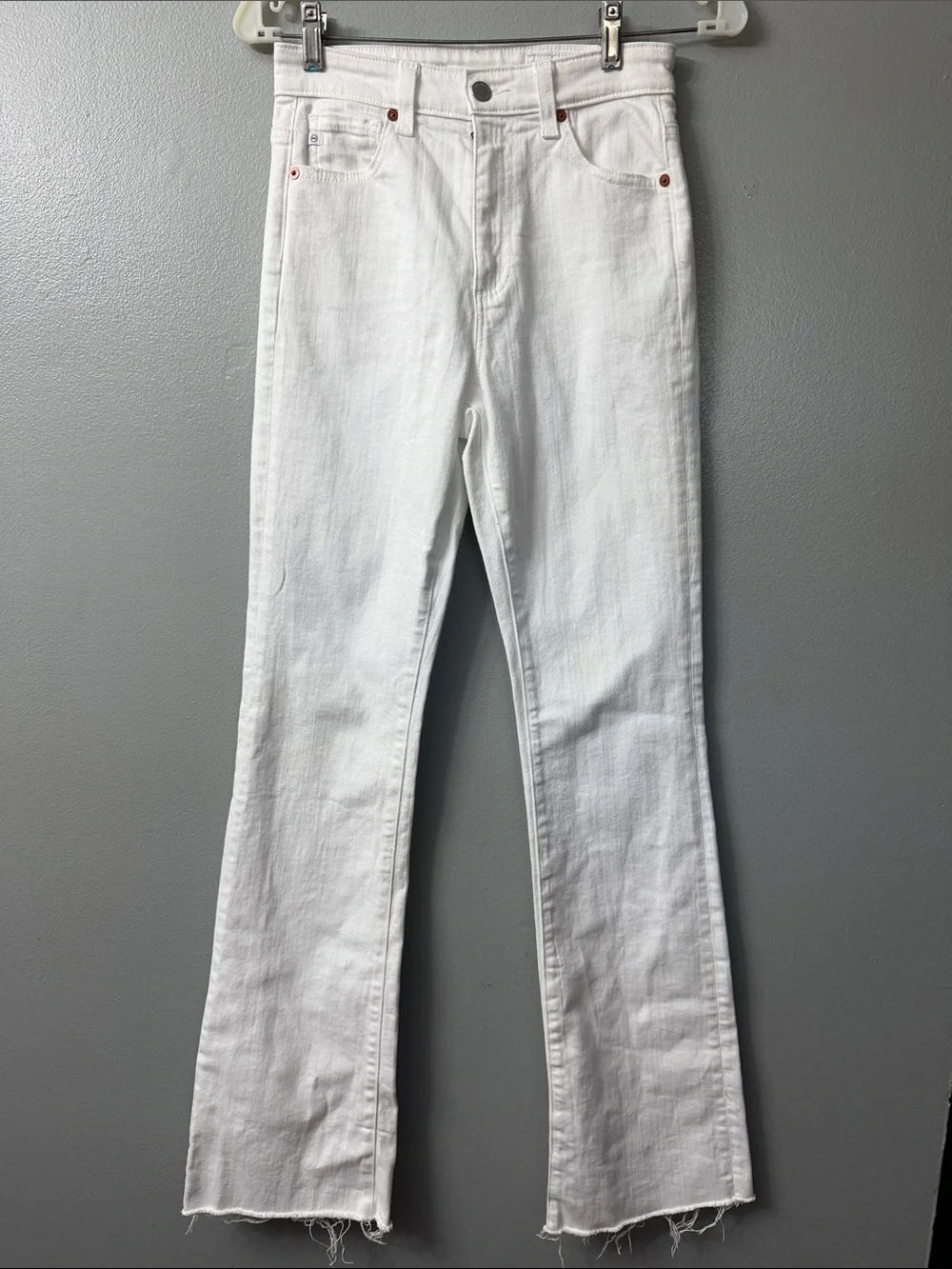 ag Alexxis white bootcut high rise vintage fit jeans 25